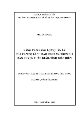 Nâng cao năng lực quản lý của cán bộ lãnh đạo ubnd xã trên địa bàn huyện tuần giáo tỉnh điên biên