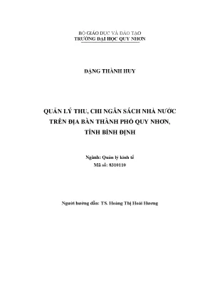 Quản lý thu chi ngân sách nhà nước trên địa bàn thành phố quy nhơn tỉnh bình định