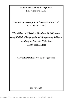 Vận dụng thẻ điểm cân bằng để đánh giá hiệu quả hoạt động trường đại học ứng dụng tại học viện ngân hàng
