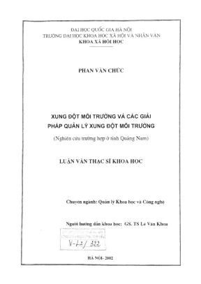 Xung đột môi trường và các giải pháp quản lý xung đột môi trường nghiên cứu trường hợp ở tỉnh quảng nam