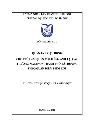 Quản lý hoạt động cho trẻ làm quen với tiếng anh tại các trường mầm non thành phố hải dương theo quan điểm phối hợp