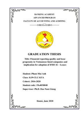 Fianancial reporting quality and lease propensity in vietnammese listed company and implication for adoption ò ifrs16 lease graduation théis