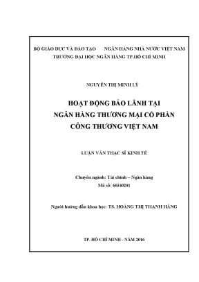 Hoạt động bảo lãnh ngân hàng tại ngân hàng tmcp công thương việt nam