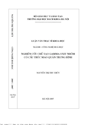 Nghiên ứu hế tạo gamma oxit nhôm ó ấu trú mao quản trung bình
