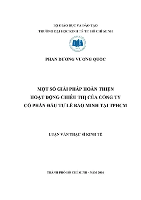 Luận văn thạc sĩ kinh tế một số giải pháp hoàn thiện hoạt động chiêu thị của công ty cổ phần đầu tư lê bảo minh tại tp hcm