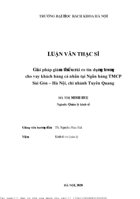 Giải pháp giảm thiểu rủi ro tín dụng trong ho vay kháh hàng á nhân tại ngân hàng tmcp sài gòn hà nội hi nhánh tuyên quang