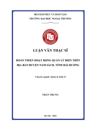 Hoàn thiện hoạt động quản lý điện trên địa bàn huyện nam sách tỉnh hải dương
