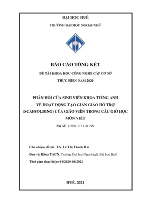 Phản hồi của sinh viên khoa tiếng anh về hoạt động tạo giàn giáo hỗ trợ scaffolding của giáo viên trong các giờ học môn viết