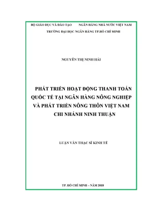 Phát triển hoạt động thanh toán quốc tế tại ngân hàng nông nghiệp và phát triển nông thôn việt nam chi nhánh ninh thuận