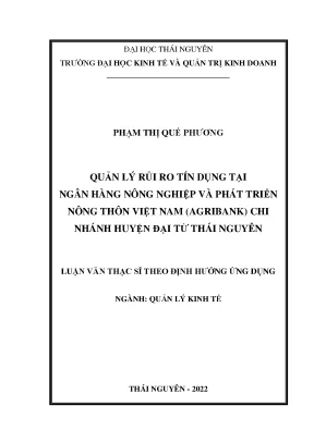 Quản lý rủi ro tín dụng tại ngân hàng nông nghiệp và phát triển nông thôn việt nam agribank chi nhánh huyện đại từ thái nguyên