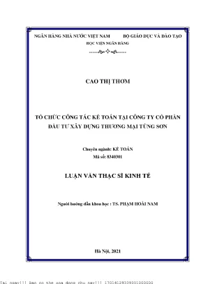 Tổ chức công tác kế toán tại công ty cổ phần đầu tư xây dựng thương mại tùng sơn
