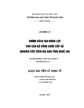 Chính sách tạo động lực cho cán vộ cấp xã nc trên địa bàn tỉnh nghệ an