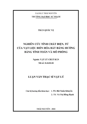 Nghiên cứu tính chất điện từ của vật liệu biến hóa bất đẳng hướng bằng tính toán và mô phỏng