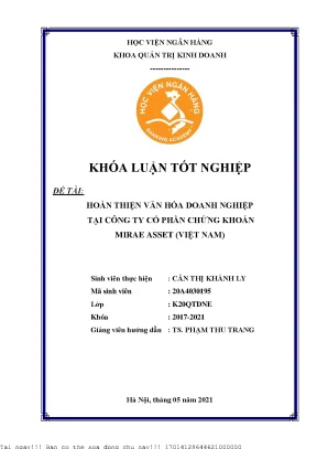 Phát triển văn hóa doanh nghiệp tại công ty cổ phần chứng khoán mirae asset