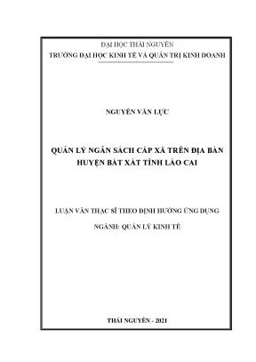 Quản lý nsnn cấp xã tại địa bàn huyện bát xát tỉnh lào cai