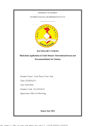 Blockchain applications in trade finance international lessons and recommendations for vietnam
