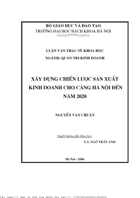 Xây dựng hiến lượ sản xuất kinh doanh ho ảng hà nội đến năm 2020