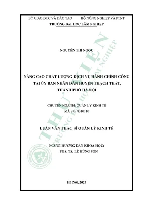 Nâng cao chất lượng dịch vụ hành chính công tại ủy ban nhân dân huyện thạch thất thành phố hà nội