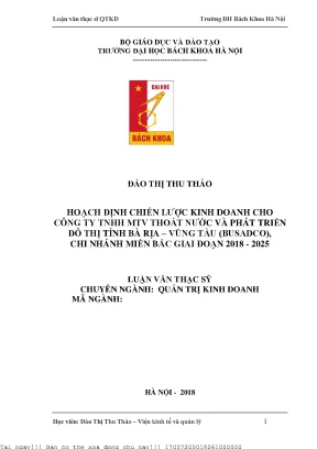 Hoạh định chiến lược kinh doanh cho công ty tnhh mtv thoát nước và phát triển đô thị tỉnh bà rịa vũng tàu busadco chi nhánh miền bắc giai đoạn 2018 2025