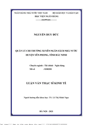 Quản lý chi thường xuyên ngân sách nhà nước huyện yên phong tỉnh bắc ninh