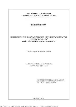 Nghiên ứu hế tạo và tính hất huỳnh quang ủa vật liệu nano sno2  eu3 phân tán trong nền silia