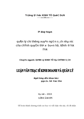 Hoàn thiện quản lý chi ngân sách nhà nước cấp quận tại quận ba đình tp hà nội