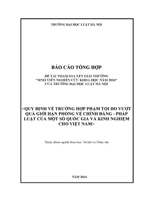 Quy định về trường hợp phạmtội dovượtquá giới hạn phòng vệ chínhđáng phápluật của một số quốc giavàkinhnghiệmcho việt nam