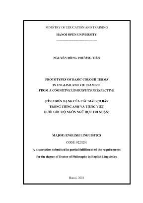 Prototypes of basic colour terms in english and vietnamese from a cognitive linguistics perspective