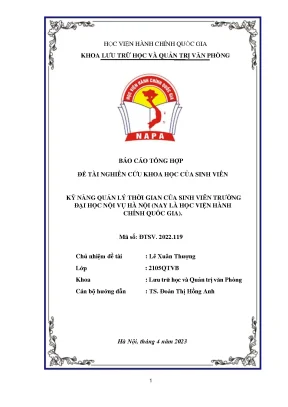 Đề tài kỹ năng quản lý thời gian của sinh viên trường đại học nội vụ hà nội