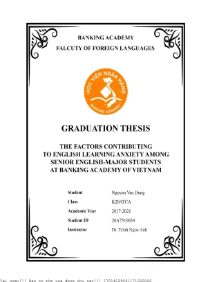 The factors contributing to english learning anxiety among senior english major students at banking academy of vietnam