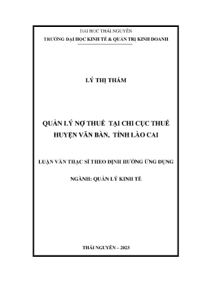 Quản lý nợ thuế trên địa bàn chi cục thuế huyện văn bàn