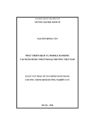 Luận văn thạc sĩ phát triển dịch vụ mobile banking của ngân hàng tmcp ngoại thương việt nam