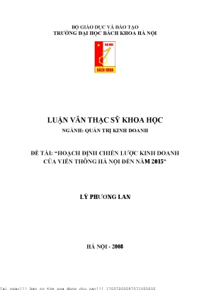 Hoạh định hiến lượ kinh doanh ủa viễn thông hà nội đến năm 2015