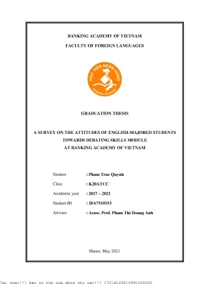 A survey on the attitudes of english majored students towards debating skills module at banking academy of vietnam