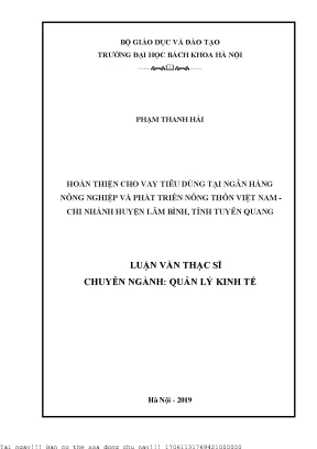 Hoàn thiện ho vay tiêu dùng tại ngân hàng nông nghiệp và phát triển nông thôn việt nam hi nhánh huyện lâm bình tỉnh tuyên quang
