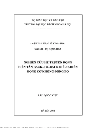 Nghiên ứu hệ truyền động biến tần back to back điều khiển động cơ không đồng bộ