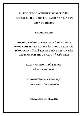 Tổ chức không gian giao thông và hoạt động kinh tế xã hội tuyến đường phạm văn đồng đoạn từ ngã sáu nguyễn thái sơn đến cầu bình lợi thực trạng và giải pháp