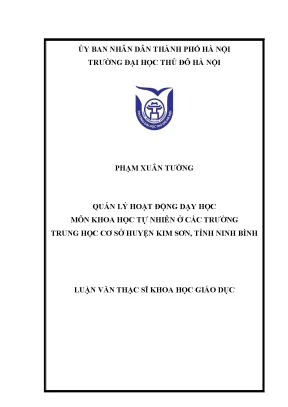 Quản lý hoạt động dạy học môn khoa học tự nhiên ở các trường thcs huyện kim sơn tỉnh ninh bình