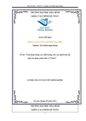 Giải pháp nâng cao chất lượng cho vay ngắn hạn tại quỹ tín dụng nhân dân cổ nhuế