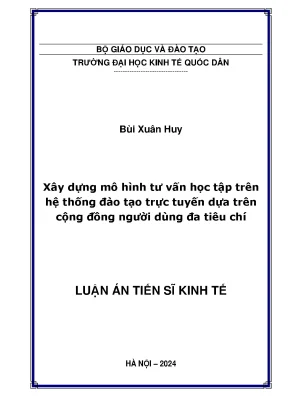 Xây dựng mô hình tư vấn học tập trên hệ thống đào tạo trực tuyến dựa trên cộng đồng người dùng đa tiêu chí