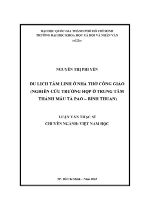 Du lịch tâm linh ở nhà thờ công giáo nghiên cứu trường hợp ở trung tâm thánh mẫu tà pao bình thuận