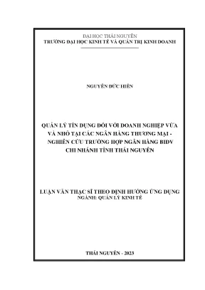 Quản lý tín dụng đối với doanh nghiệp vừa và nhỏ tại các ngân hàng thương maij nghiên cứu trường hợp ngân hàng bidv chi nhánh thái nguyên