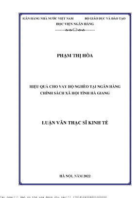 Hiệu quả cho vay hộ nghèo tại ngân hàng chính sách xã hội tỉnh hà giang