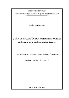 Quản lý nhà nước đối với doanh nghiệp trên địa bàn thành phố lào cai