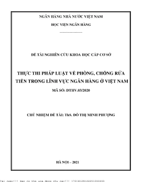 Thực thi pháp luật về phòng chống rửa tiền trong lĩnh vực ngân hàng ở việt nam