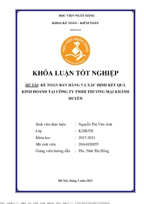 Kế toán bán hàng và xác định kết quả kinh doanh tại công ty tnhh tm khánh huyền
