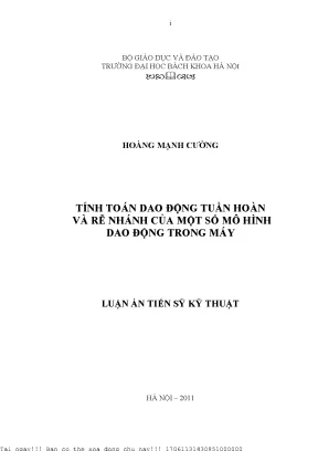 Tính toán dao động tuần hoàn và rẽ nhánh ủa một số mô hình dao động trong máy