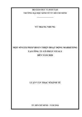 Luận văn thạc sĩ kinh tế giải pháp hoàn thiện hoạt động marketing tại công ty cổ phần vitaly đến năm 2020