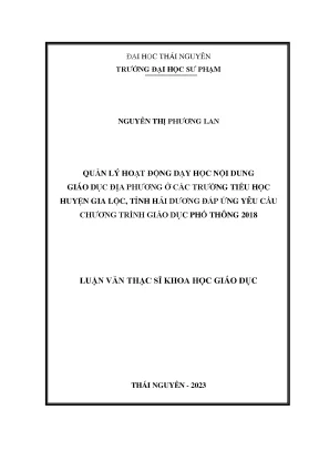 Quản lý hoạt động dạy học nội dung giáo dục địa phương ở các trường tiểu học huyện gia lộc tỉnh hải dương đáp ứng yêu cầu chương trình giáo dục phổ thông 2018