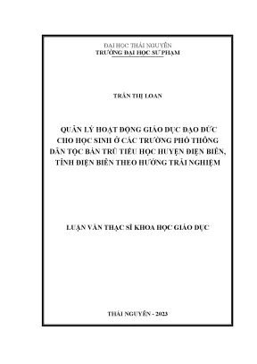 Quản lý hoạt động giáo dục đạo đức cho học sinh ở các trường phổ thông dân tộc bán trú tiểu học huyện điện biên tỉnh điện biên theo hướng trải nghiệm